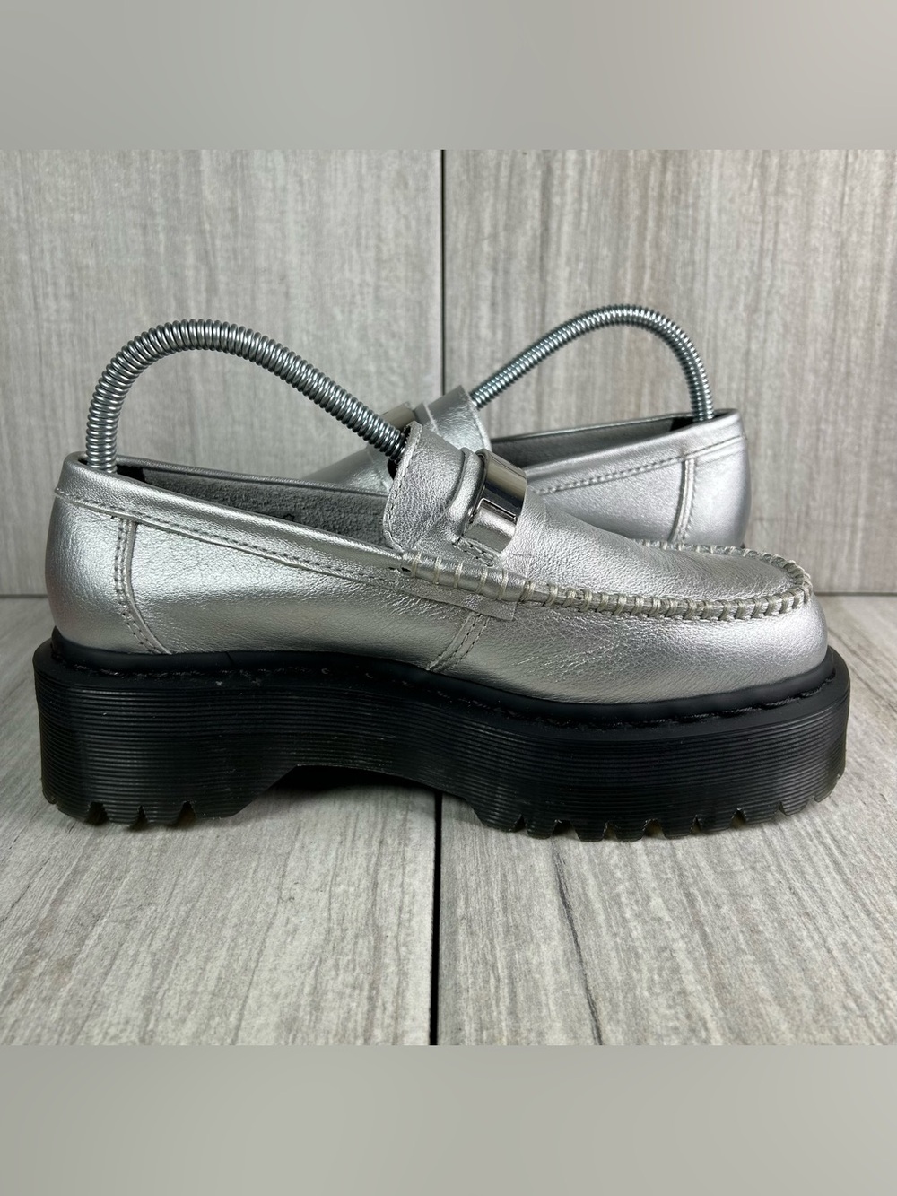 NEW Dr. Martens Docs Penton II Quad Platform Loafer Shoe Silver Women’s Size 7 - Picture 2 of 11